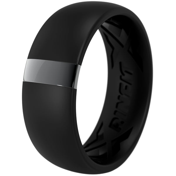 Silicone Wedding Ring with Stainless Steel Strip - MetalBar Collection